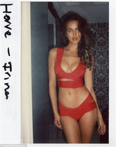 irina shayk poses in bandage red bikini during her early modeling days