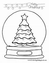Snow Globe Christmas Coloring Tree Printable Print Pdf sketch template