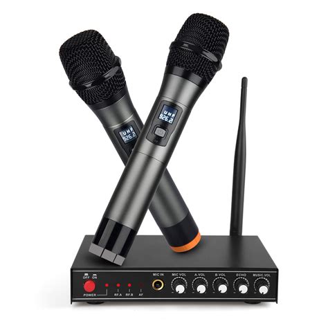 uhf wireless microphone systemfrunsi dual dynamic cordless handheld microphones  multiport
