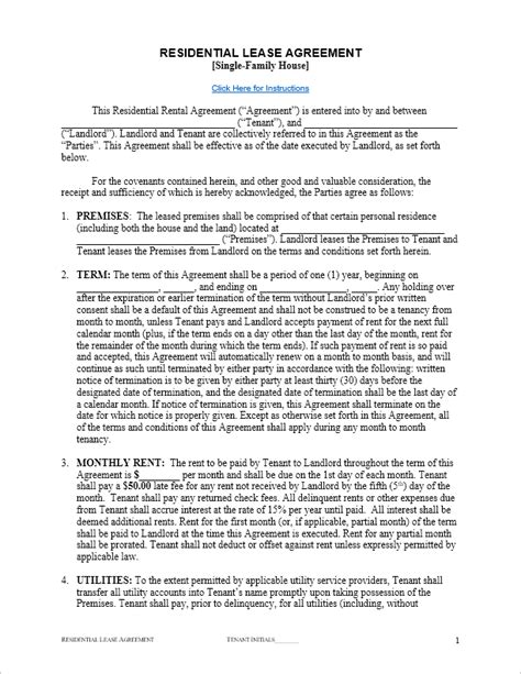 lease agreement template  word