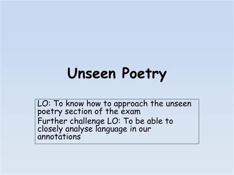 unseen poetry powerpoint    id