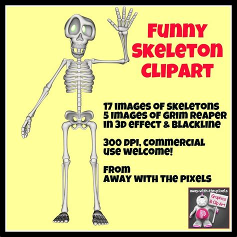 Funny Skeleton Clip Art 22 3d Effect And Blackline Images