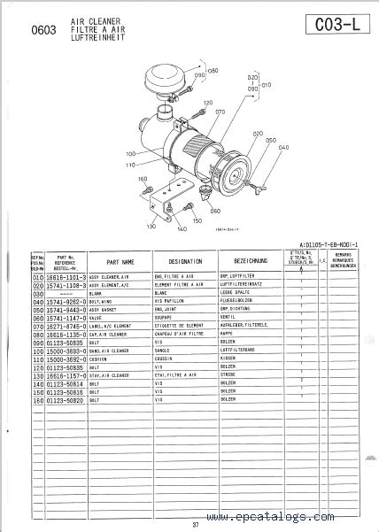 kubota diesel engine   eb kooi  illustrated parts list