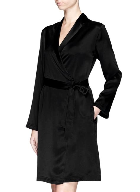 La Perla Silk Satin Short Robe In Black Lyst