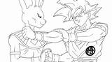 Beerus Goku Dragon Saiyan Destruction Dbz Ssjgod Lineart Coloriages Whis Shenron Drago Imprimer Dessus Dragonball sketch template