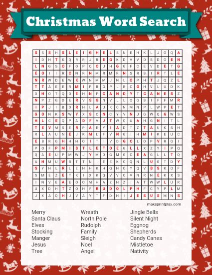 christmas word search  ready  print  play customize