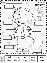 Body Parts Worksheet Kids Coloring Learning Cutout sketch template