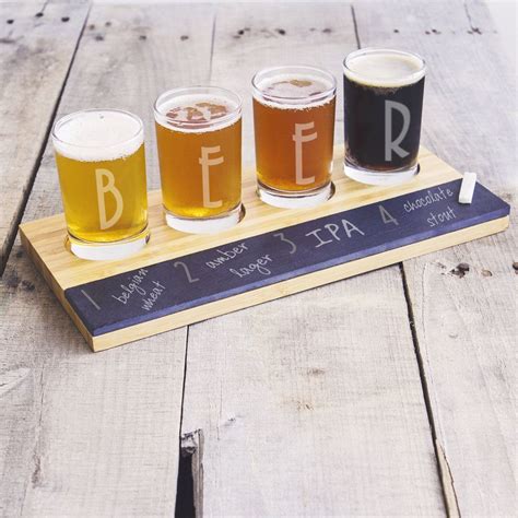 Bamboo And Slate Craft Beer Tasting Flight Board With Beer Engraved