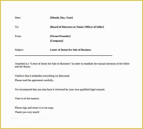 letter  intent  purchase business template   letter intent