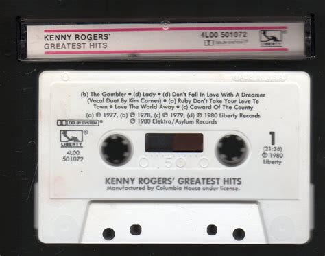 Kenny Rogers Greatest Hits Cassette Tape