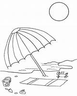 Coloring Getdrawings Clip Pages Umbrella Beach sketch template
