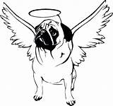 Pug Coloring Pages Pugs Adult Cute Puppy Dog Drawing Line Print Angel Doug Hallo Head His Printable Kids Color Books sketch template