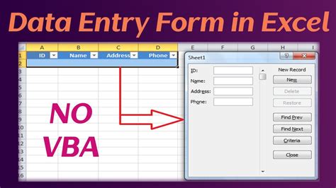 How To Create Data Entry Form In Microsoft Excel No Vba Youtube