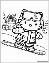 Coloring Pages Kitty Hello Snowboard Printable Winter Color Snowboarding Colouring Topcoloringpages Print Ausmalbilder Sheets Sports Cartoons Herunterladen Foto sketch template