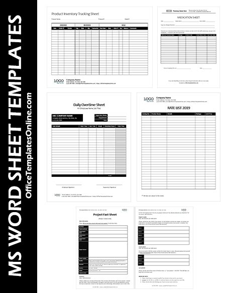 professional sheet templates  ms word