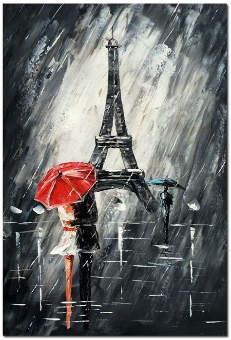 Romantic Paris Modern Abstract Hand Painted Art Oil