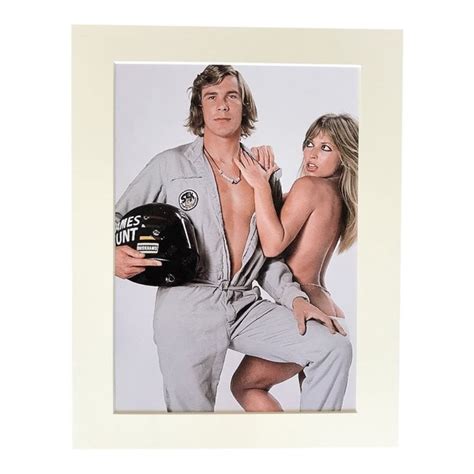James Hunt With Pin Up Girl A4 Mounted Photo