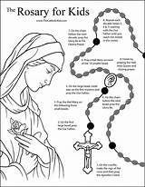 Rosary Pray Thecatholickid Prayer Fatima Catechism Saying sketch template
