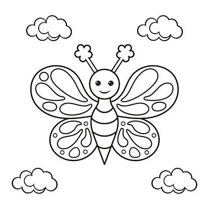 coloring page   butterfly vector illustration stock illustration