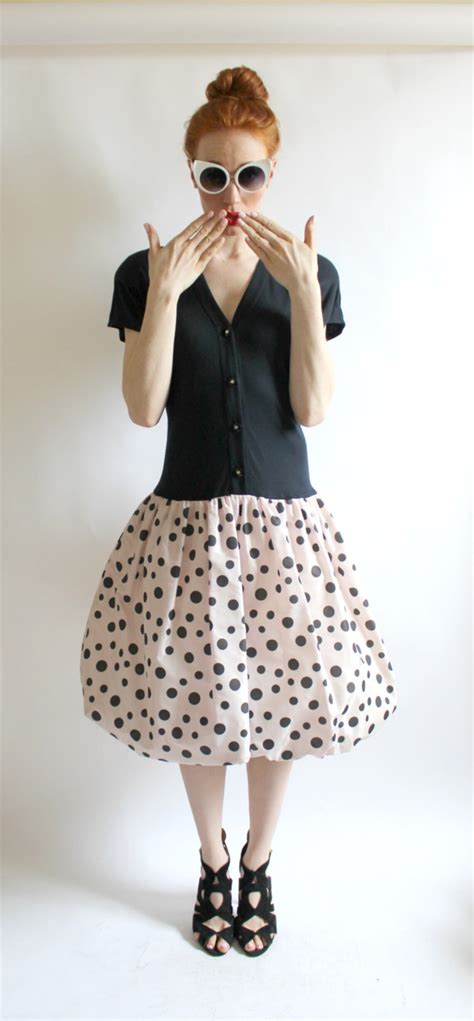Polka Dot Bubble Skirt Dress S M 80s Pastel Pink Drop Etsy