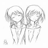 Twin Girls Anime Drawings Deviantart Manga sketch template