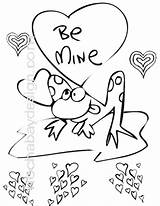 Coloring Frog Mine Valentine Valentines Printable Holiday Kids sketch template