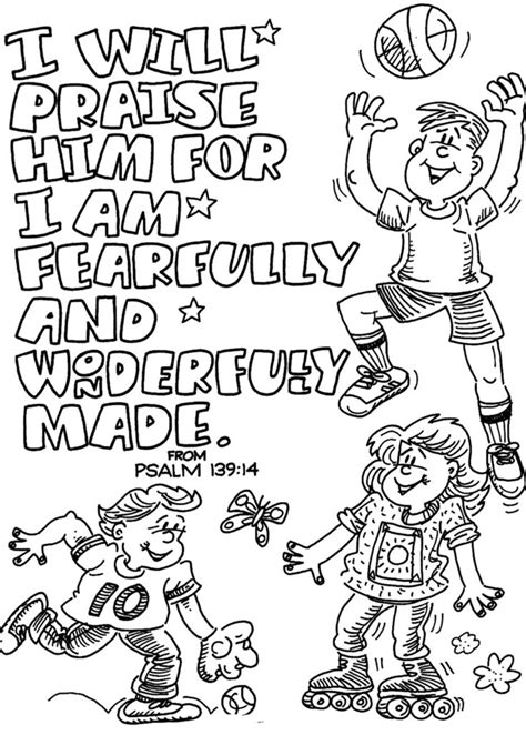 fearfully  wonderfully  sunday school coloring pages bible