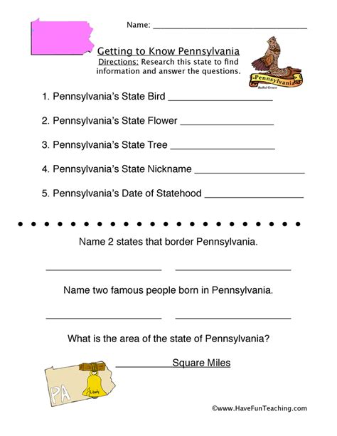 Pennsylvania Worksheet • Have Fun Teaching