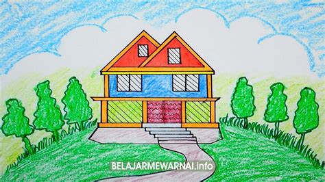 belajar mewarnai gambar rumah untuk tk paud