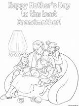 Grandmother Grandchildren sketch template