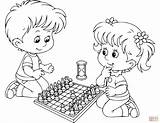 Chess Coloring Playing Pages Colorear Para Dibujo Ajedrez Boy Drawing Girl Clipart Book Pieces Puzzle Play Piece Board Game Svg sketch template