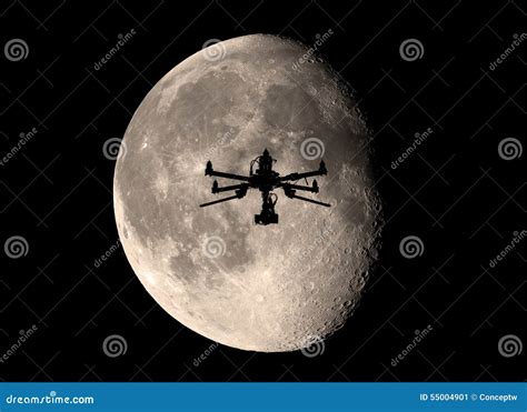 black drone   moon stock image image  machine