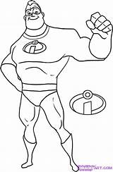 Incredibles Coloring Incredible Mr Pages Draw Disney Color Kids Step Drawing Les Print Characters Printable Cartoon Clip Simple Drawings Popular sketch template