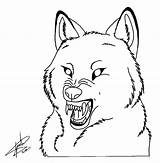 Lineart Wolf Snarling Template sketch template