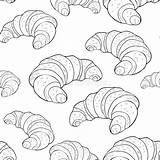 Croissant Dolce Panino Francese Vettore Illustra Cuciture sketch template