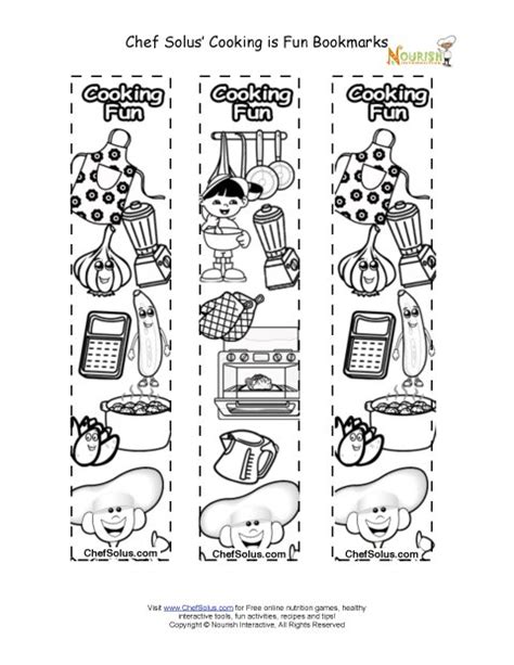 bookmarks    recipe book bookmark coloring sheet