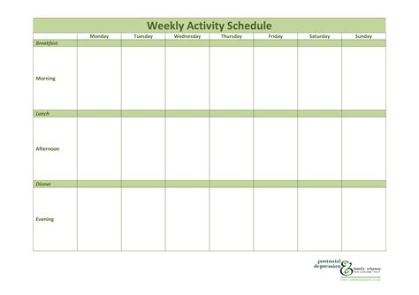 downloadable weekly schedule template