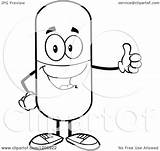 Pill Mascot Holding Happy Thumb Royalty Clipart Toon Hit Vector Cartoon 2021 sketch template
