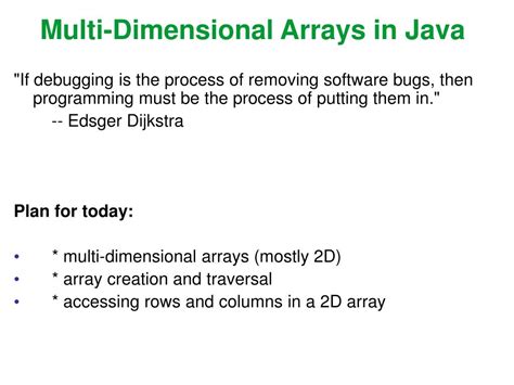 Ppt Multi Dimensional Arrays In Java Powerpoint