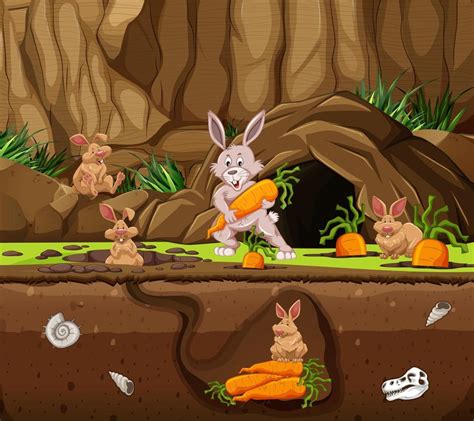 underground animal burrow  rabbit family  vector art  vecteezy