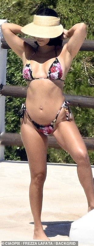 kourtney kardashian in bikini by pool in sardinia daily mail online