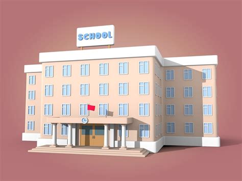 cartoon school 3d model realtime cgtrader