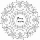 Coloring Birthday Happy Pages Adult Printable Mandala Adults Colouring Print Mandalas Color Grown Coloriage Sheets Kids Mothers Drawing Therapy Life sketch template