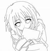 Anime Girl Sad Coloring Drawing Pages Getdrawings sketch template