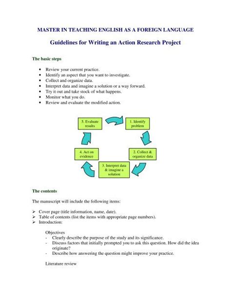 guidelines  writing  action research project