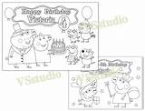 Peppa Pig Birthday Party Coloring Favor sketch template