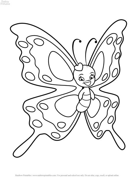 easy spring time butterfly coloring pages  kids rainbow printables