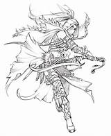 Ausmalbilder Widermann Eva Elfen Projectx Bogenschützin Krieger Drachen Samurai Warcraft Rough Fantasie sketch template