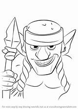 Royale Draw Spear Goblins Clans Kleurplaat Drawingtutorials101 Goblin Kissclipart Gobelin Crash Pixel sketch template