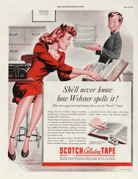 She’ll Never Know How Webster Spells It Scotch Tape Ad 1944 Bill